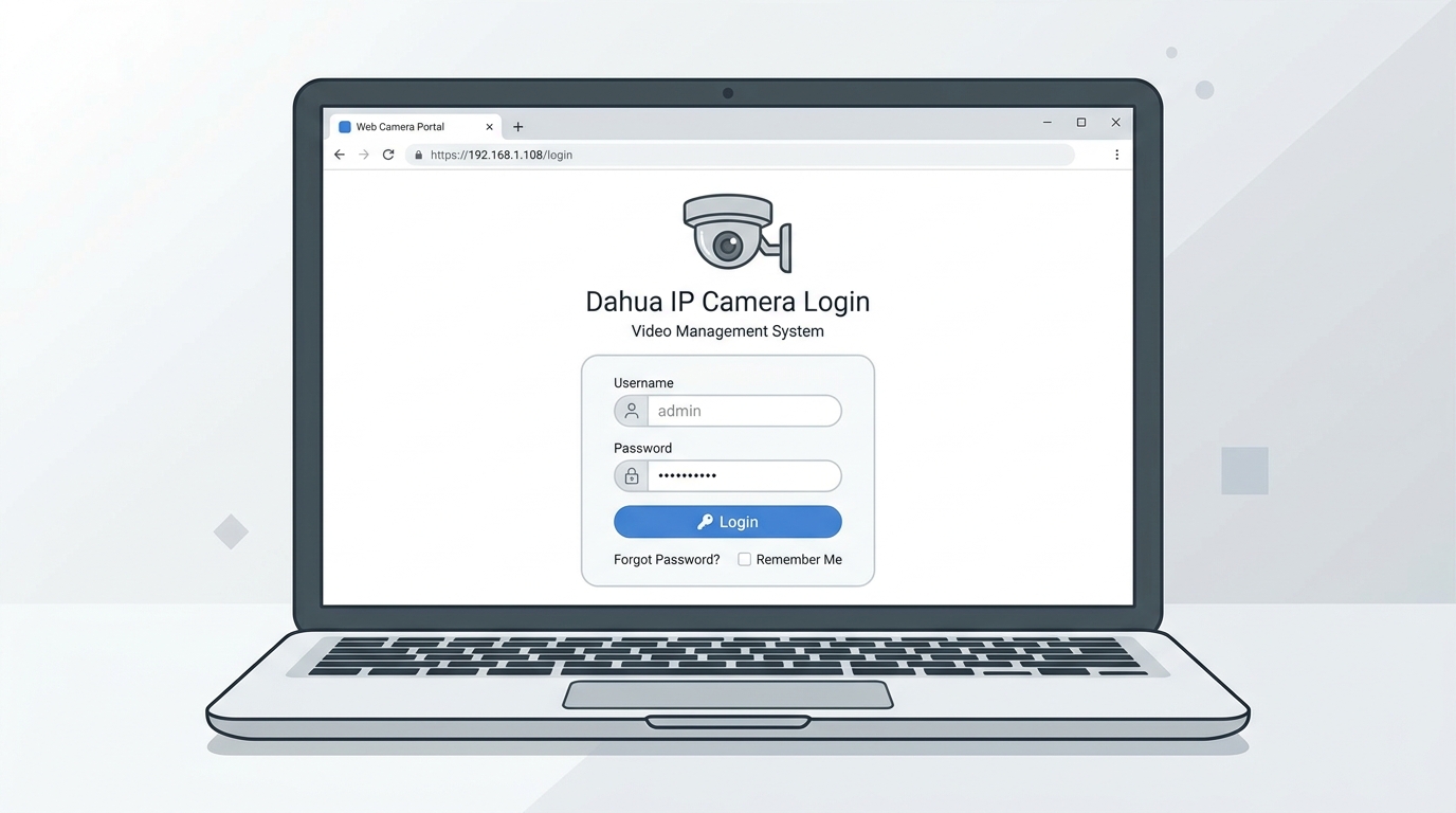 Dahua IP camera web login interface showing username and password fields